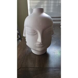 Modern White Ceramic Sculptural Vase Head – Decorative Art Pottery Accent